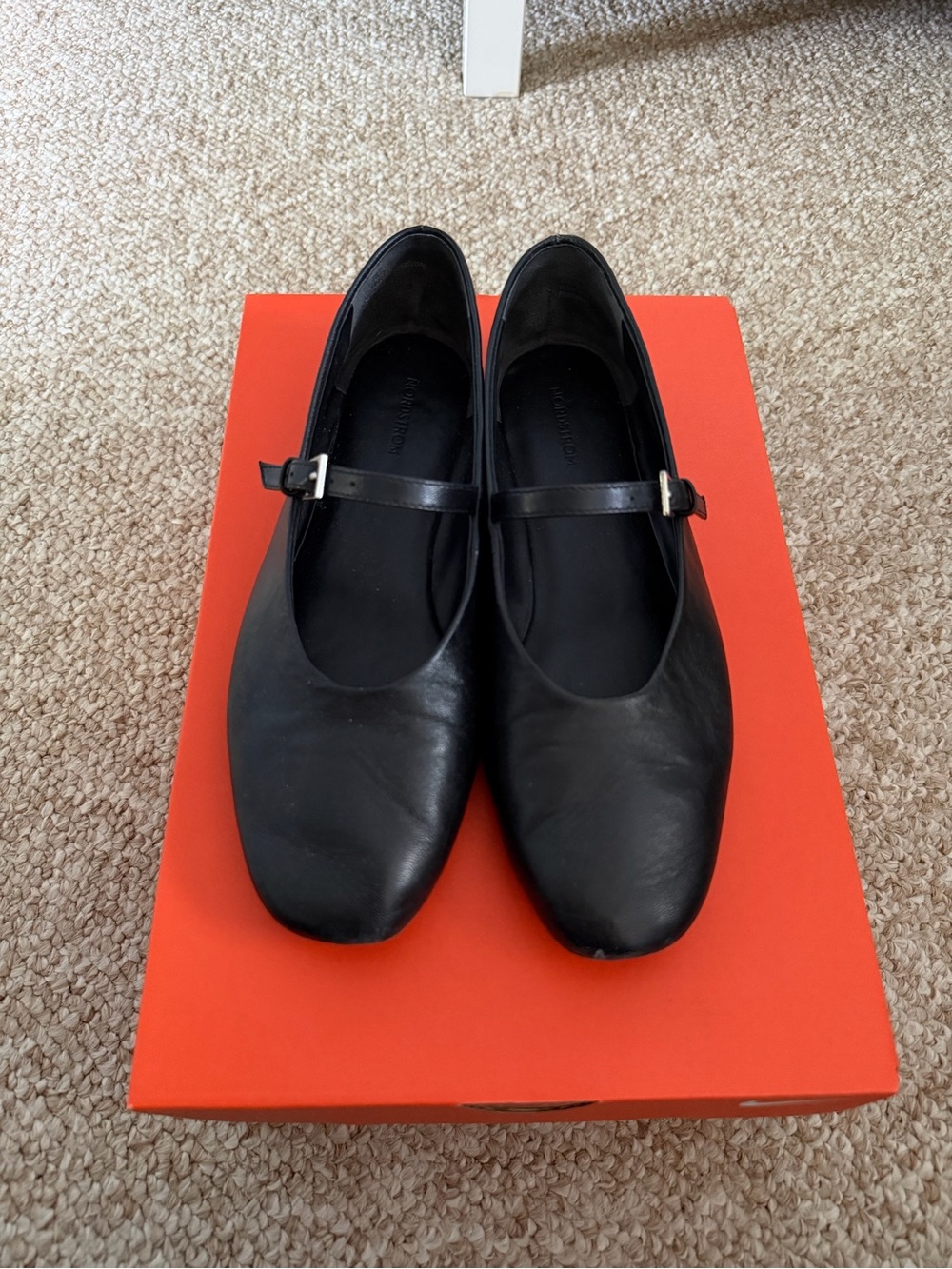 Nordstrom Black Leather Mary Jane Flats